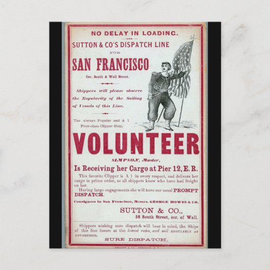 Carte Postale Volontaire Clipper Sailing 1900 (Devant)