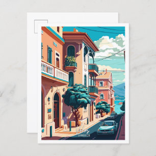 Carte Postale Volos Grèce Voyage Vintage Illustration