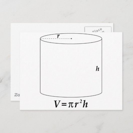 Carte Postale Volume d'un cylindre (Devant / Derrière)