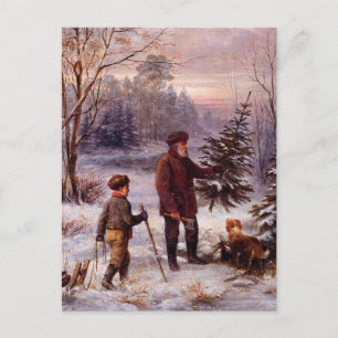 Carte Postale Vorweihnacht Franz Krüger Arbre de Noël