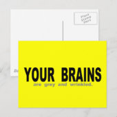 Carte Postale Vos Cerveaux sont Gris Et Rincés (Devant / Derrière)