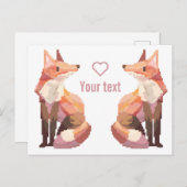 Carte Postale Vossen pixelart, Fox Pixel art  (Devant / Derrière)