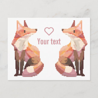 Carte Postale Vossen pixelart, Fox Pixel art 