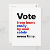 Carte Postale Vote à la maison à chaque fois — Simple (Devant / Derrière)