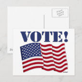 Carte Postale VOTE! avec le drapeau américain (Devant / Derrière)