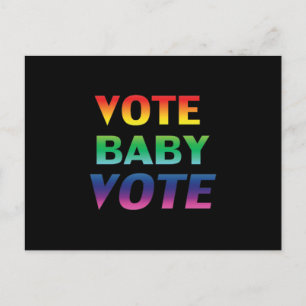 Carte Postale "Vote Baby Vote" pride lgbtq lgbt arc-en-ciel noir