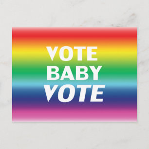 Carte Postale "vote bébé vote" orteil lgbtq lgbt couleurs arc-en