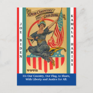 Carte Postale Vote Biden & Harris w Joty Vintage Lady Liberty