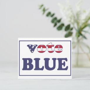 Carte Postale Vote Blue - American Flag Typographie