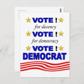 Carte postale Vote Democrat (Devant / Derrière)