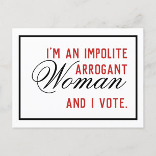 Carte Postale Vote d'une femme arrogante impolie
