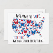 Carte Postale Vote Ensemble Nous Changeons Tout, Rouge Blanc Ble (Devant / Derrière)