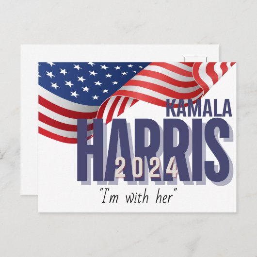 Carte Postale Vote Harris Election 2024 personnalisable (Devant / Derrière)