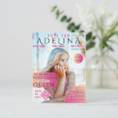 Carte Postale Vote Homecoming Queen Pink Magazine Style HOCO (Debout devant)