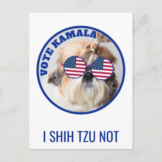 Carte Postale Vote Kamala USA flag Shih Tzu Pas mignon chien (Devant)