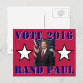 CARTE POSTALE VOTE RAND PAUL 2016 (Devant / Derrière)