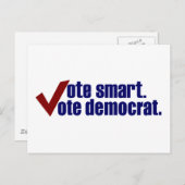 Carte Postale Vote Smart Vote Democrat (Devant / Derrière)