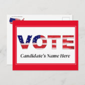 Carte Postale Vote Texte dans les couleurs du drapeau Nom du can (Devant / Derrière)