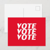Carte Postale "Vote vote" rouge blanc (Devant / Derrière)