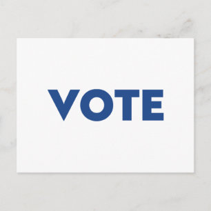 Carte Postale Voter blanc bleu moderne typographie simple