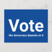 Carte Postale Voter comme la démocratie en dépend blanc et bleu (Devant)