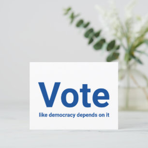 Carte Postale Voter comme la démocratie en dépend bleu et blanc