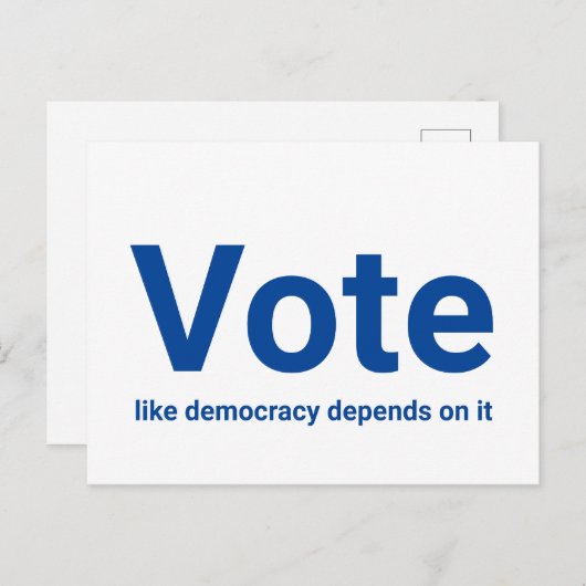 Carte Postale Voter comme la démocratie en dépend bleu et blanc (Devant / Derrière)