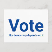 Carte Postale Voter comme la démocratie en dépend bleu et blanc (Devant)