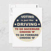 Carte Postale Voter est comme conduire (Devant / Derrière)