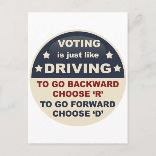 Carte Postale Voter est comme conduire (Devant)