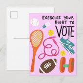Carte Postale VOTER Exercez votre droit de vote Élections Rose (Devant / Derrière)