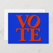 Carte Postale VOTER rouge et bleu (Devant / Derrière)