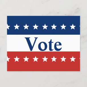 Carte Postale Votez Rouge Blanc et Bleu avec étoiles