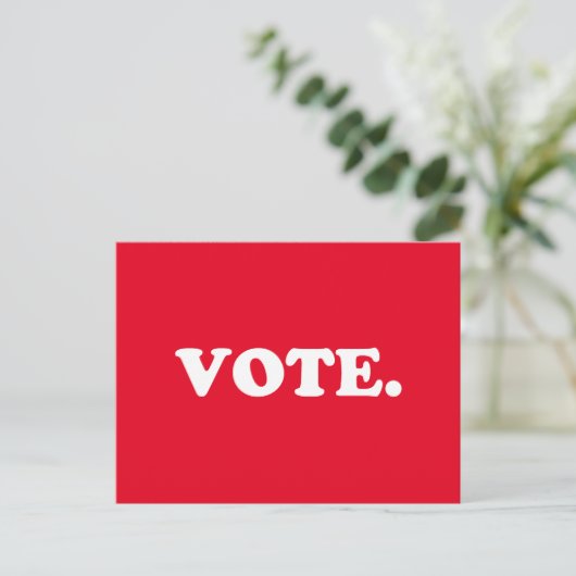 Carte Postale Votez rouge et blanc typographie moderne (Debout devant)