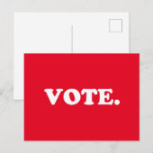 Carte Postale Votez rouge et blanc typographie moderne (Devant / Derrière)