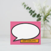 Carte Postale Votre bulle de message vocal rose bande dessinée (Debout devant)