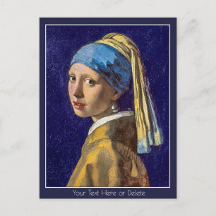 Carte Postale Votre couleur/texte Vermeer La jeune fille à la pe