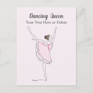 Carte Postale Votre Danseur de ballet rose vierge de texte et de
