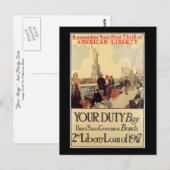 Carte Postale "Votre devoir" - 2e prêt Liberty (Devant / Derrière)