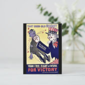 Carte Postale Votre Droit Libre De Travailler (Debout devant)