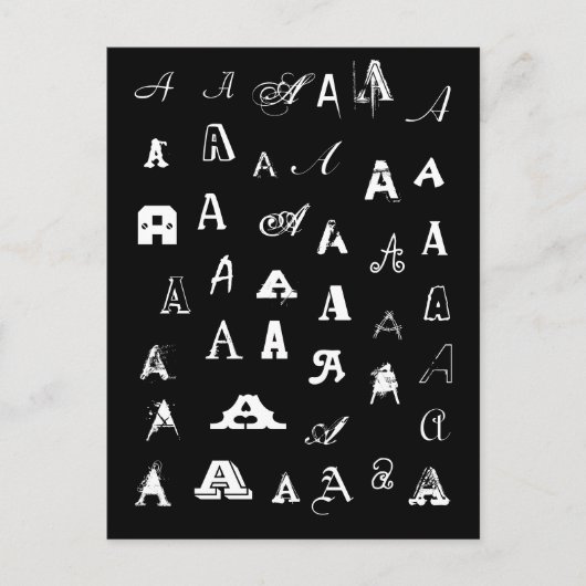 Carte Postale Votre lettre. Monogrammes faits sur commande. Noir (Devant)