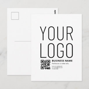 Carte Postale Votre logo avec code QR et texte modifiables