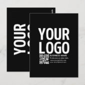 Carte Postale Votre logo avec code QR et texte modifiables (Devant / Derrière)