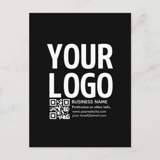 Carte Postale Votre logo avec code QR et texte modifiables (Devant)