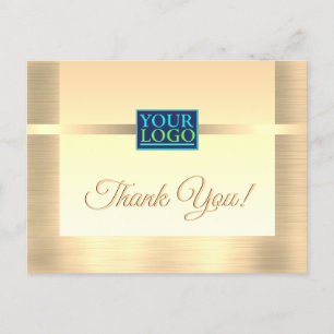 Carte Postale Votre logo, nom commercial, message, Merci Gold