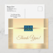 Carte Postale Votre logo, nom commercial, message, Merci Gold (Devant / Derrière)