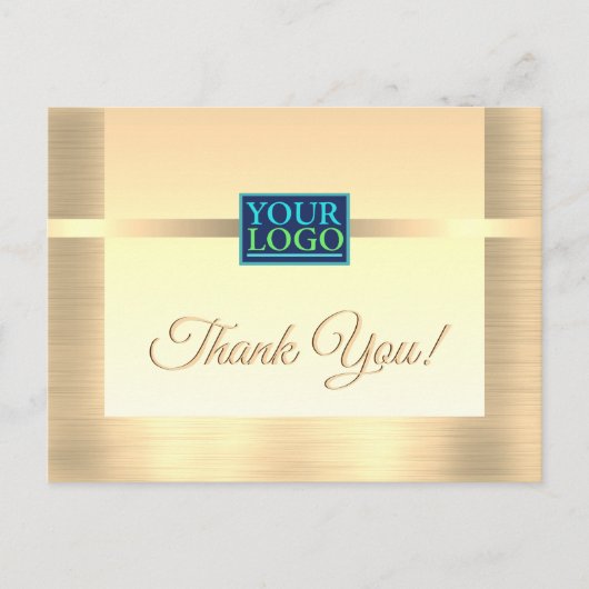 Carte Postale Votre logo, nom commercial, message, Merci Gold (Devant)