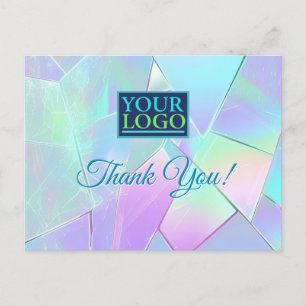 Carte Postale Votre logo, nom d'entreprise, iridescent sarcelle 