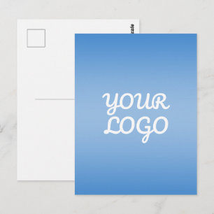 Carte Postale Votre logo & ombre simple moderne   Bleu clair