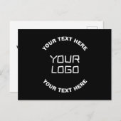 Carte Postale Votre logo ou image et texte modifiable | Noir & B (Devant / Derrière)